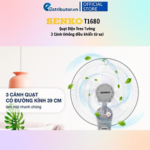 Quạt Treo Remote SENKO TR1683 ( Có Remote) / TR1628 (Có Điều Khiển Từ Xa) - Quạt T1682 / T1680 ( Không Có Điều Khiển Từ Xa) - Hàng Chính Hãng - Bảo Hành 12 Tháng - Quạt Treo Tường Senko Có Remote TR1628 (Tương tự mã TR1683)