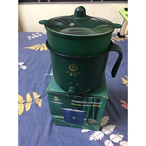 Nồi Lẩu Điện Đa Năng Mini Ca Nấu Mì, Cơm Đa Năng 2 Tầng Cao Cấp Núm Xoay 2 Nấc Nhiệt Kèm Giá Hấp 1,8L Chính Hãng MINIIN