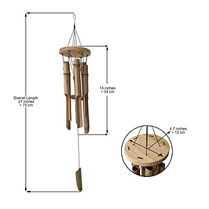 Chuông Gió Tre Trúc Phong Thủy - Chóp Đĩa Gỗ Mộc Mạc - Âm Thanh Giòn Giã Vui Tai