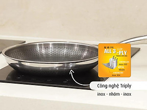 [Hàng chính hãng] Chảo chiên inox iMat Hybrid Blackcube 20cm, Phủ chống dính Ceramic đen