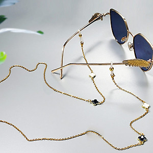 Dây đeo gọng kính mix cỏ 4 lá đen trắng cá tính ấn tượng hot trend Âu Mỹ