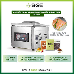 Máy hút chân không công nghiệp kiểu buồng VCC02. Hút bao nhanh, khỏe với buồng hút lớn, dễ sử dụng, tiết kiệm điện. Hàng nhập khẩu chính hãng SGE Thailand
