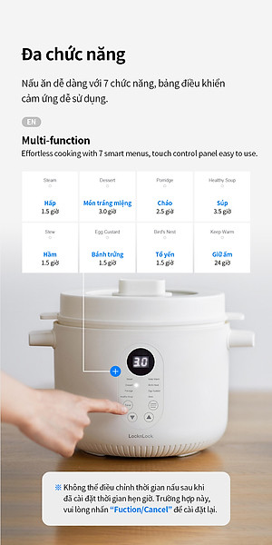 Nồi nấu chậm đa năng Locknlock EJP164IVY - Multi function slow cooker 220V, 50Hz, 350W - Dung tích 2.5L - Hàng chính hãng