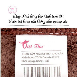 Khăn tắm cao cấp Việt Thư, khăn tắm sợi microfiber ngoại nhập siêu mềm, siêu thấm, 70x140 cm, 320gr - Hàng Chính Hãng 