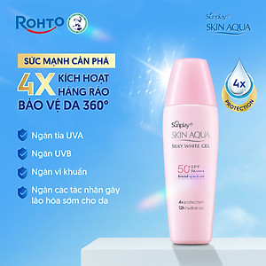 Kem chống nắng Skin Aqua dưỡng trắng & dưỡng ẩm, dùng hàng ngày dạng gel Sunplay Skin Aqua Silky White Gel Eco Việt Nam SPF 50, PA++++ 70g