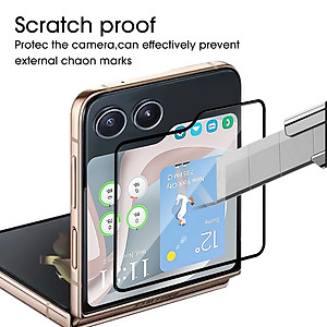 Miếng dán kính cường lực màn hình phụ cho Samsung Galaxy Z Flip 5 full 9D hiệu HOTCASE Kuzoom Protective Glass - mỏng 0.3mm, vát cạnh 2.5D, độ cứng 9H, viền cứng mỏng chống vỡ cạnh - Hàng nhập khẩu