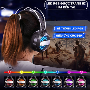 Tai Nghe Chụp Tai Máy Tính Teement TM01 Gaming MC Q9 Có Đèn Led Đổi Màu, Mic Đàm Thoại, Headphone Chơi Game Trên Laptop, Pc - Hàng Chính Hãng