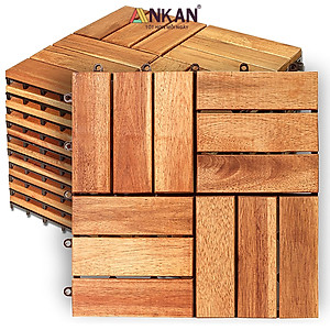 Combo 9 Ván Sàn Gỗ Tự Nhiên Màu Nâu Vàng, Vỉ Gỗ Lót Sàn Ban Công, Sân Vườn, Hồ Bơi, Phòng Spa, Siêu Bền, Chịu Nước Tốt, Chống Trơn Trượt, Tiêu Chuẩn Xuất Khẩu