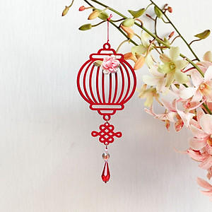 Combo 6D - Bộ 6 dây treo trang trí Tết Khai Lộc Hoàng Kim màu đỏ, trang trí mai, đào