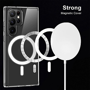 ốp lưng magnetic cho Samsung Galaxy S22 Ultra / S22 Plus / S22 5G hiệu HOTCASE Ultra Crystal Clear - thiết kế trong suốt, chống sốc chống va đập - Hàng nhập khẩu