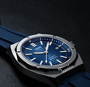 Đồng hồ nam chính hãng I&W CARNIVA 711G-S1 hàng mới,Kính sapphire chống xước ,Chống nước 50m ,Bảo hành chính hãng,Máy cơ (Automatic),dây cao su cao cấp, mặt xanh thiết kế đơn giản dễ đeo