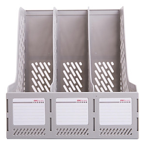 Khay Tài Liệu Nhựa Cứng 3 Ngăn Đứng Deli 9845 - Màu Ngẫu Nhiên