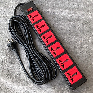 Ổ Cắm 6 Lỗ 3 Chấu Dây 2 Mét Điện Quang ĐQ ESK 2BR 63ECO - Đen Đỏ