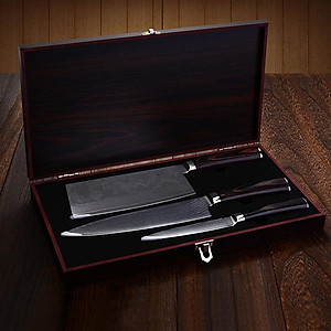 DAO - BỘ 3 DAO BẾP NHẬT BẢN THÉP DAMASCUS MÃ A4 DT2 nt topcomshop vn