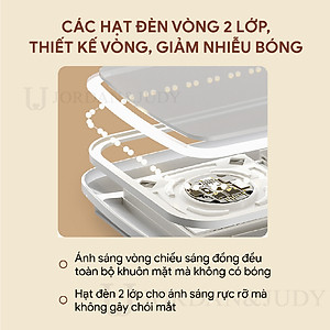 Gương Để Bàn Đèn LED Gương Cảm Ứng Để Bàn Trang Điểm Gương Có 3 Chế Độ Sáng Đổi Màu Sạc USB 23x16cm