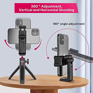 Ulanzi ST-22 - Kẹp Điện Thoại Gắn Tripod, Xoay 360°, Lật Sau 180°, Hỗ Trợ 2 Ngàm Mở Rộng - Hàng Chính Hãng