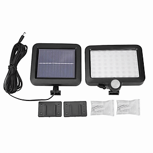 Đèn năng lượng mặt trời cảm biến chuyển động 56 LED siêu sáng pin tách rời chống nước ngoài trời kèm cáp nối 5m - Hàng chính hãng