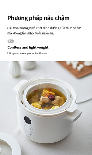 Nồi nấu chậm đa năng Locknlock EJP164IVY - Multi function slow cooker 220V, 50Hz, 350W - Dung tích 2.5L - Hàng chính hãng