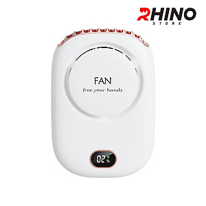 Quạt cầm tay mini siêu mát Rhino F301 tích điện với 3 mức độ gió, lưu lượng cao kèm dây treo - Hàng chính hãng