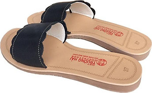 Dép nữ quai ngang 1 bản da bò đế đúc cao cấp Trường Hải QNN0156