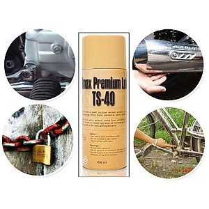 Bộ 3 sp Chai xịt vệ sinh sên xe máy TS-40 450ml, chai xịt dưỡng sên Thunder Chain Lube 400ml và bàn chải vệ sinh sên