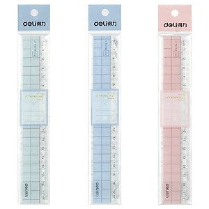Thước kẻ 18cm Deli - Thước kẻ nhựa học sinh có một viền zigzac lượn sóng - Màu ngẫu nhiên pastel caro xinh xắn - 1 chiếc - 6235