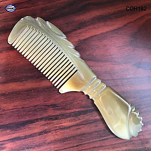 Lược sừng xuất Nhật (Size: M- 16cm) COH162 - Lược chuôi khía họa tiết đẹp - Chăm sóc tóc