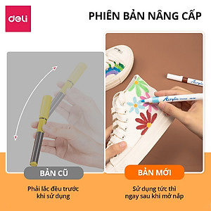 [MỚI] Bút Sơn Acrylic Marker Deli THÊM 80% MỰC - 12/24/36/48/64 Màu Tô Trên Mọi Chất Liệu DIY Vẽ Giày Vải Chai Lọ Nhựa