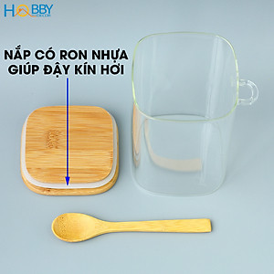 Hủ thủy tinh đựng hạt nắp gỗ tre có muỗng HOBBY Home Decor LTT1 có 3 size tùy chọn loại nắp kín