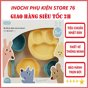 Bộ Đồ Ăn Dặm Cho Trẻ Em Amori Đạt Tiêu Chuẩn Xuất Nhật Bản , EU Đảm Bảo An Toàn Tuyệt Đối Cho Trẻ - Chính Hãng Inochi ( Tặng kèm khăn lau đa năng pakasa) 