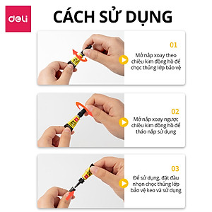 Set 3 tuýp keo 502 siêu dính cố định cực mạnh trong suốt khô nhanh Deli, keo dán giày, nhựa, gỗ, sắt, gốm sứ - Keo dán đa năng chuyên dụng tiện lợi