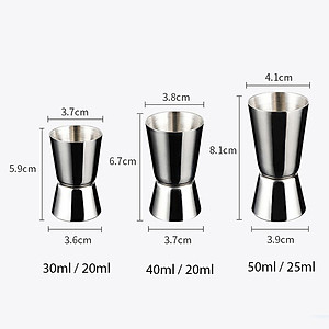 Ly Định Lượng Inox 2 Đầu - Combo 3 ly (20/30 - 20/40- 25/50 c.c). Dụng cụ pha chế dùng định lượng pha Cocktail