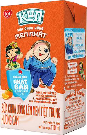 Thùng 48 Hộp Sữa Chua Uống Hương Cam KUN 110ml/hộp
