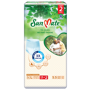 [Mẫu mới] Combo 2 Tã quần SunMate siêu khô thoáng G1 mới size L-14+2 miếng
