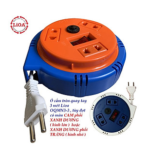 Ổ cắm kéo dài quay tay LiOA 3 ổ cắm, Ổ cắm kiểu đĩa bay dây dài 3m/5m/10m - MITA
