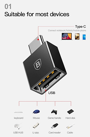 Đầu chuyển OTG Baseus USB Type C sang USB Full size (TYPE C- USB)/ (USB-TYPE C)/ (TYPE C-MICRO)- Hàng chính hãng
