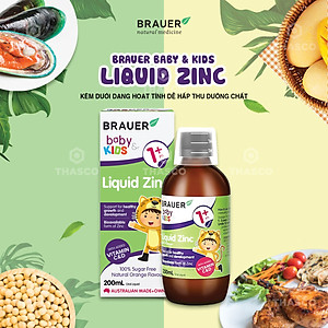 Kẽm giảm biếng ăn cho trẻ 1 - 13 tuổi Brauer Zinc Úc hỗ trợ trẻ ăn ngon, hấp thụ tốt, ngủ ngon, tăng sức đề kháng, phát triển tốt - OZ Slim Store