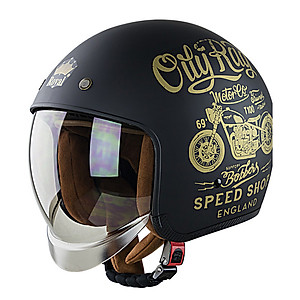 Mũ Bảo Hiểm 3/4 M139 - Đen Tem Vàng