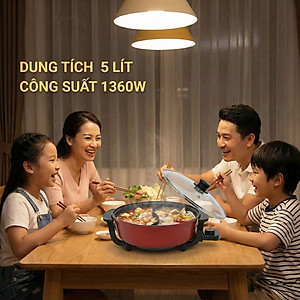 Nồi lẩu điện 2 ngăn Mishio MK112 5L - Hàng chính hãng