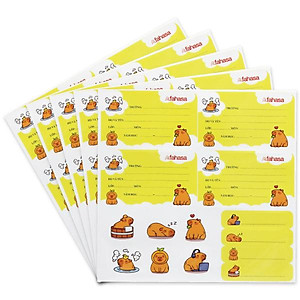Nhãn Vở Capybara 4 Ô Kèm Sticker - The Sun (20 Nhãn)