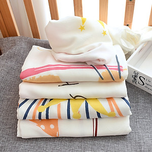 Chăn (mền) đũi cho bé từ sơ sinh đến tiểu học chất liệu sợi tre thiên nhiên và sợi Cotton, loại siêu mềm mịn, KT: 110x110cm, Bamboo Home - hàng chính hãng BBH05