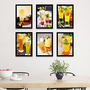Tranh Bộ Treo Tường Trang Trí Quán Cafe, Nước Ép Sinh Tố, Đá Xay Cực Đẹp Tặng Kèm bộ ảnh như hình mẫu, đinh treo tranh và sơ đồ treo PGC302