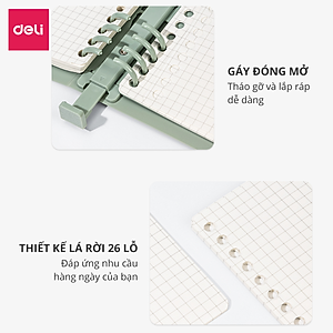 Sổ Còng Nhựa Sổ Tay A5 B5 Bìa Nhựa Cứng 80gsm 120 Trang Có Thể Thay Lõi Sổ Ruột Sổ Nhiều Size Deli - Phù Hợp Làm Sổ Kế Hoạch Planner, Nhật Kí, Tập Vở Ghi Chép Bullet Journal - GHA560 GHB560
