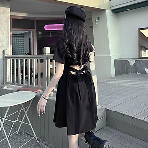 Váy sơ mi logo thắt nơ eo thể thao - Đầm hở lưng cá tính 2022