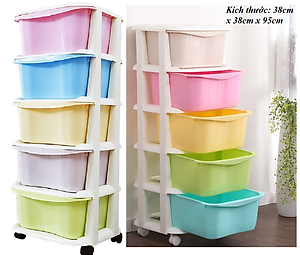 Tủ Đa Sắc 5 Tầng Có Bánh Xe Di Chuyển Tiện Lợi- Tủ Đựng Đồ Dùng Gia Đình - Hàng Chính Hãng MINIIN