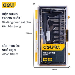 Bộ Dao Điêu Khắc. Chạm, Trổ, Tách Ghép 16 Chi Tiết Deli Cao Cấp Chính Hãng - Đa Năng, Sử Dụng Cho Nhiều Mục Đích DL-DP1