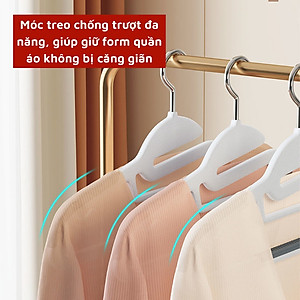 Set 10 móc treo quần áo chống trượt xoay 360 đa năng (Giao màu ngẫu nhiên)