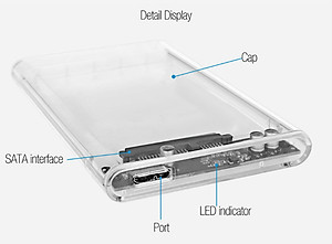 Hộp ổ cứng ORICO 2139U3 2.5" SSD/HDD SATA 3 USB 3.0 trong suốt - Hàng Chính Hãng