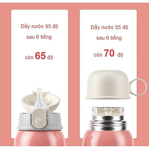 Bình Giữ Nhiệt Cho Trẻ em - Có Ống Hút, 2 Nắp Tiện Lợi, Chất Liệu Thép Không Gỉ inox 304 Cao Cấp, An Toàn Tuyệt Đối, Dung Tích 550ml - Tặng lọ tinh dầu thiên nhiên 10ml