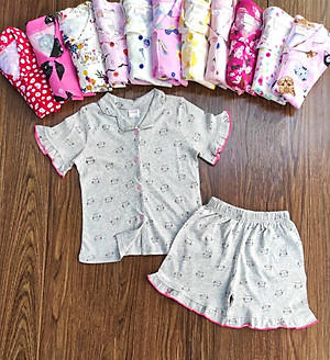 Đồ bộ bé gái, bộ pijama ngắn tay cho bé gái size 18-35kg chất cotton mềm mát
